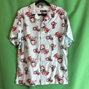 RF Brand MFG Cheers Rayon Camp shirt NWT men’s multiple size blue skeleton drink